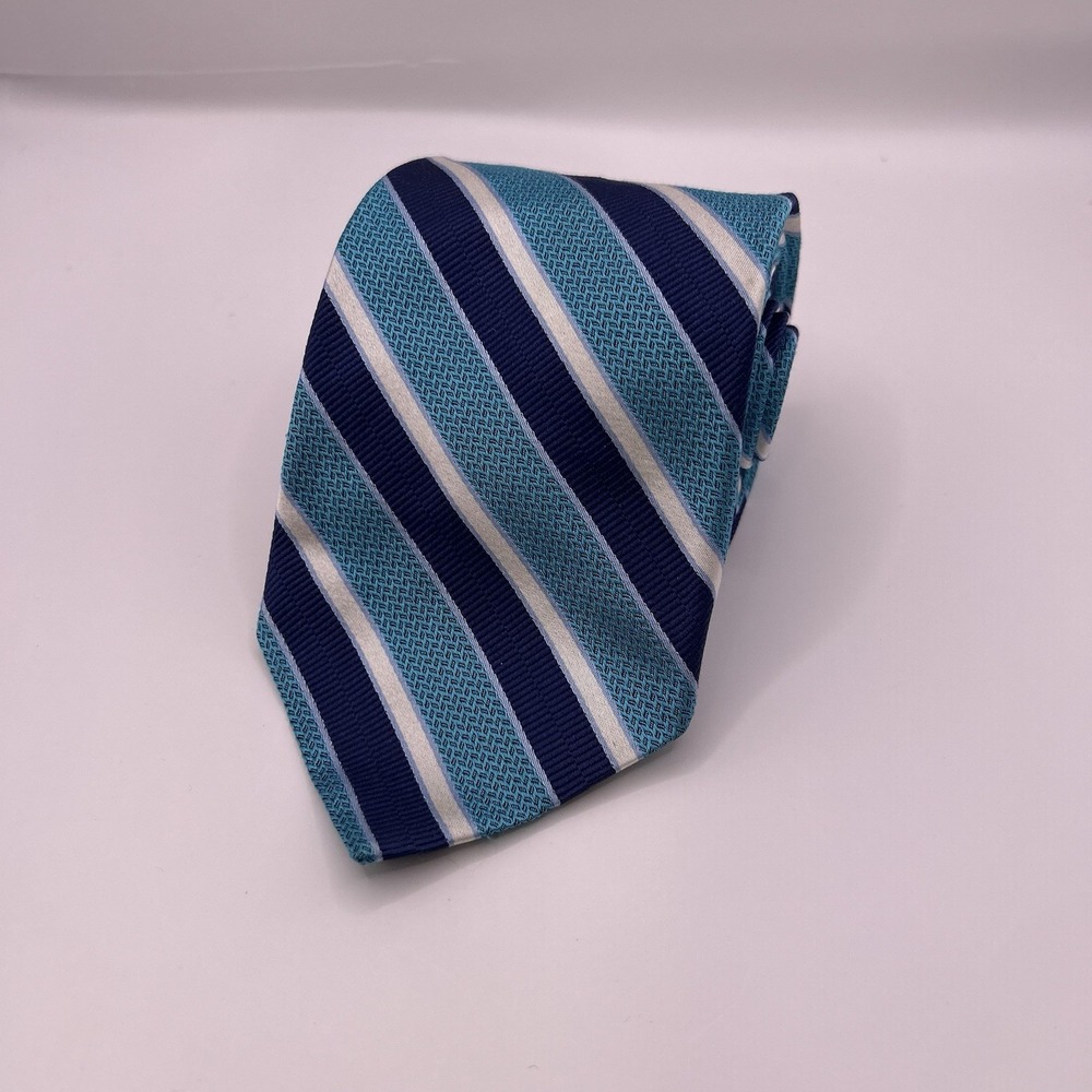 Brooks Brothers 100% Silk USA Made Tie Blue Striped REPP 60" X‎ 3.25"
